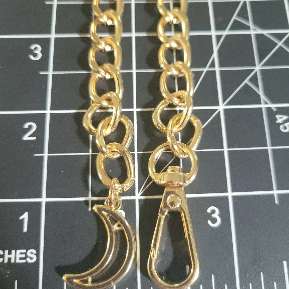 Gold Celestial Moon and Star Charm Chain Belt Adjustable 46